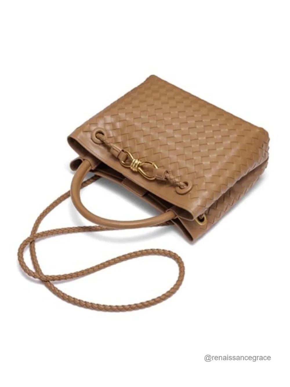 Faux Leather Woven Tote Bag with Adjustable Strap, Top Handle Hobo Handbag